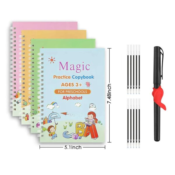 Sank Magic Practice Copy Books Set – Reusable 4 Books with 10 Refills